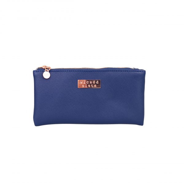 Premium navy small flat purse