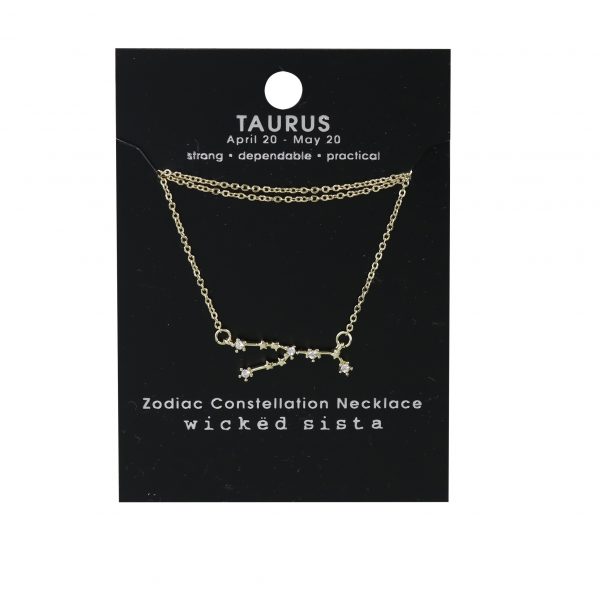 Taurus gold zodiac constellation necklace