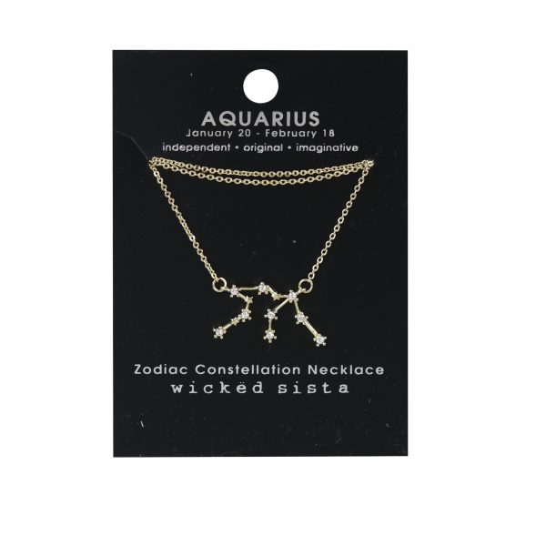 Aquarius gold zodiac constellation necklace