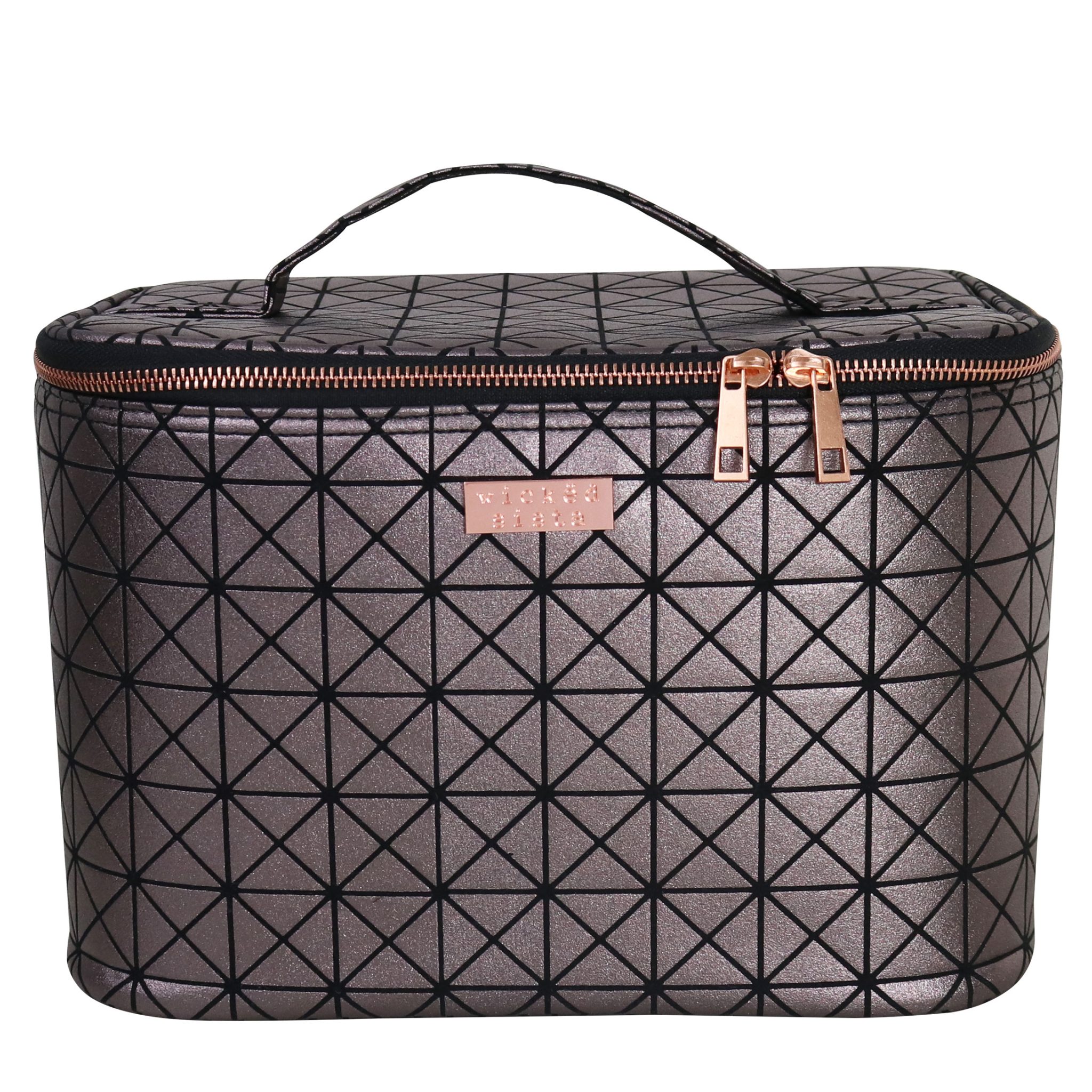 Metallic geometric large beauty case - Wicked Sista | Cosmetic Bags ...
