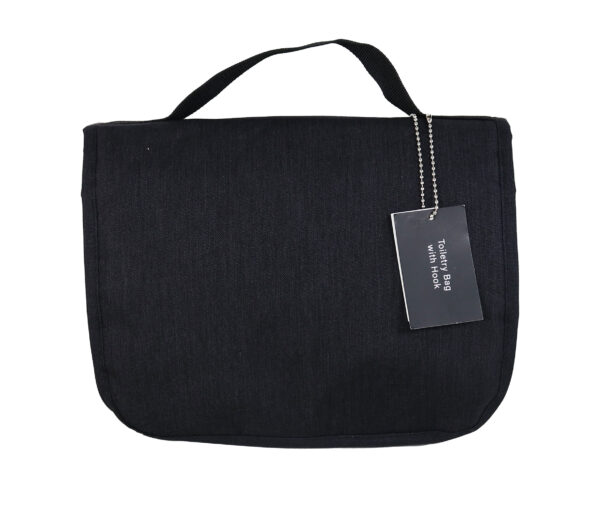 Black toiletry bag with hook