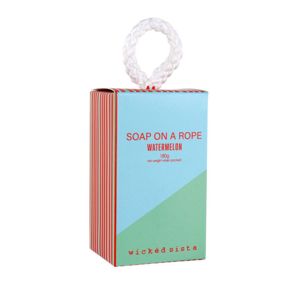 Watermelon colour block soap on a rope