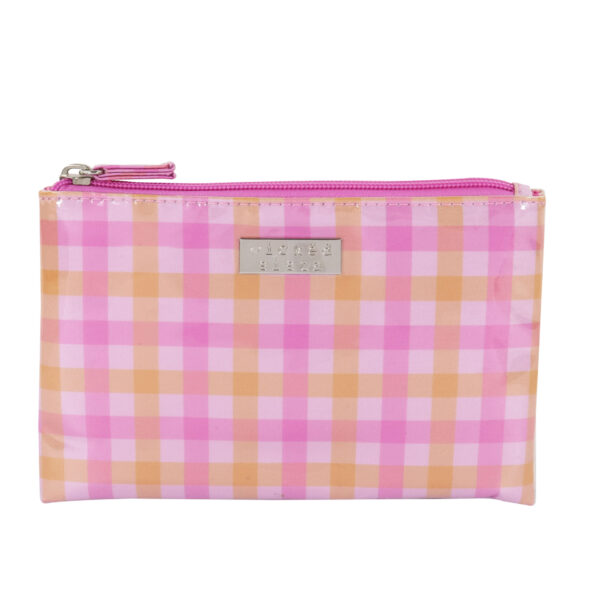 Bright gingham large flat purse