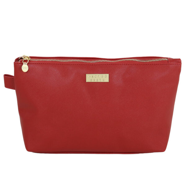 Premium red luxe large cosmetic bag